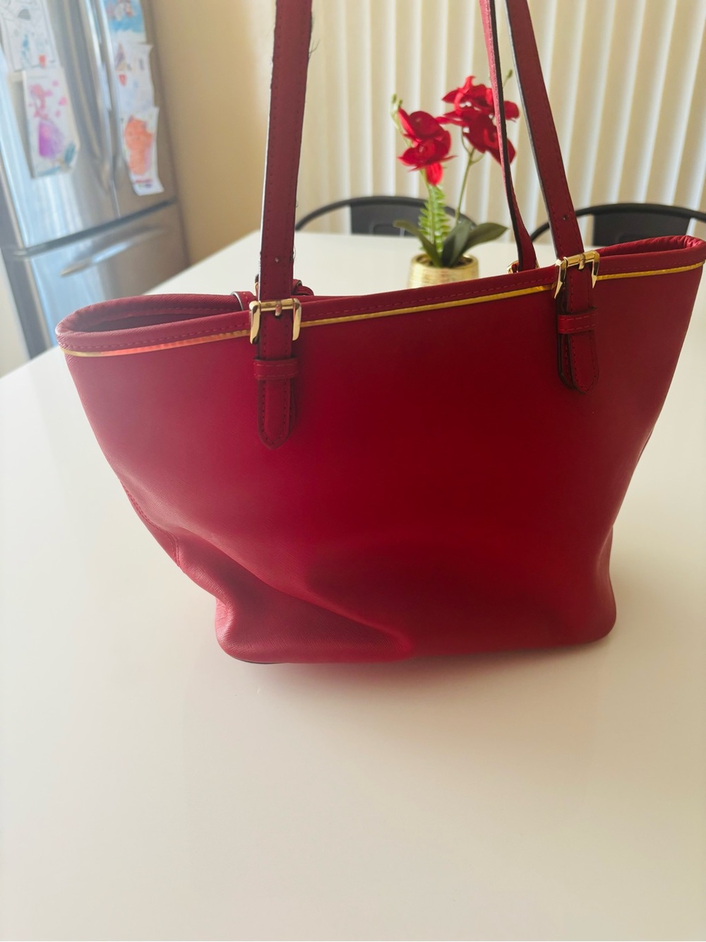 Michael Kors Red Tote with Gold Hardware - Picture 9 of 13